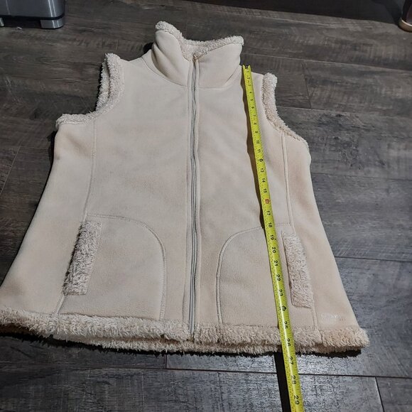 Calvin Klein Full Zip Sherpa Vest Jacket Women Size Large Tan Fleece - Picture 13 of 15